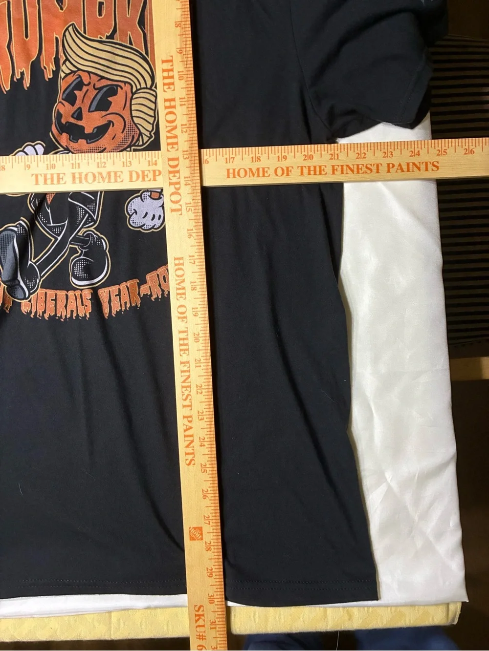 Black Short Sleeve Graphic Tee with Orange Pumpkin Character